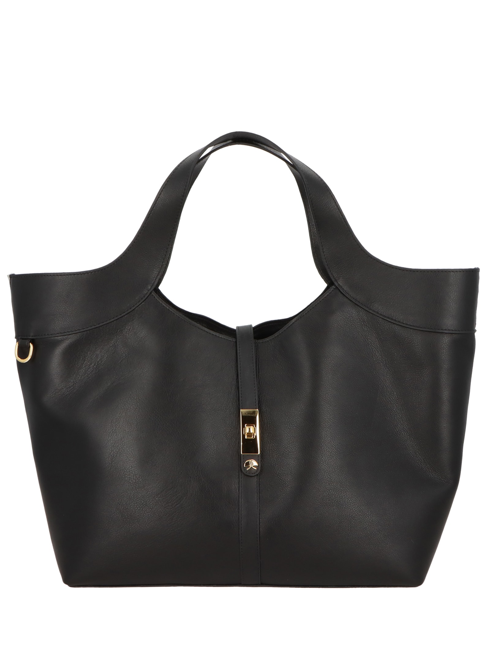 Bolsa Feminina Grande com Fecho Dourado Preto Luiza Barcelos