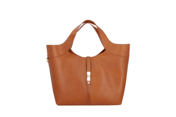 Bolsa Feminina Grande com Fecho Dourado – Marrom