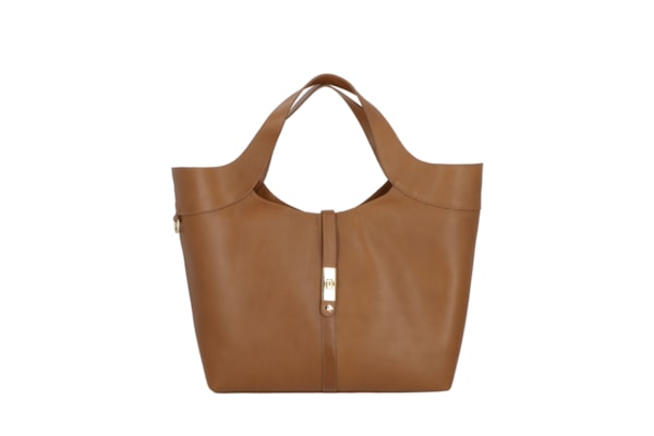 Bolsa Feminina Grande com Fecho Dourado – Marrom