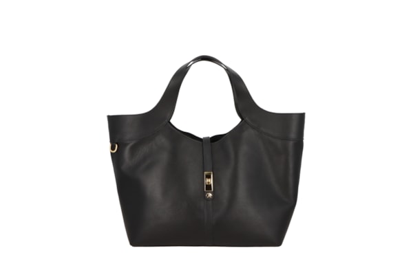 Bolsa Feminina Grande com Fecho Dourado – Preto