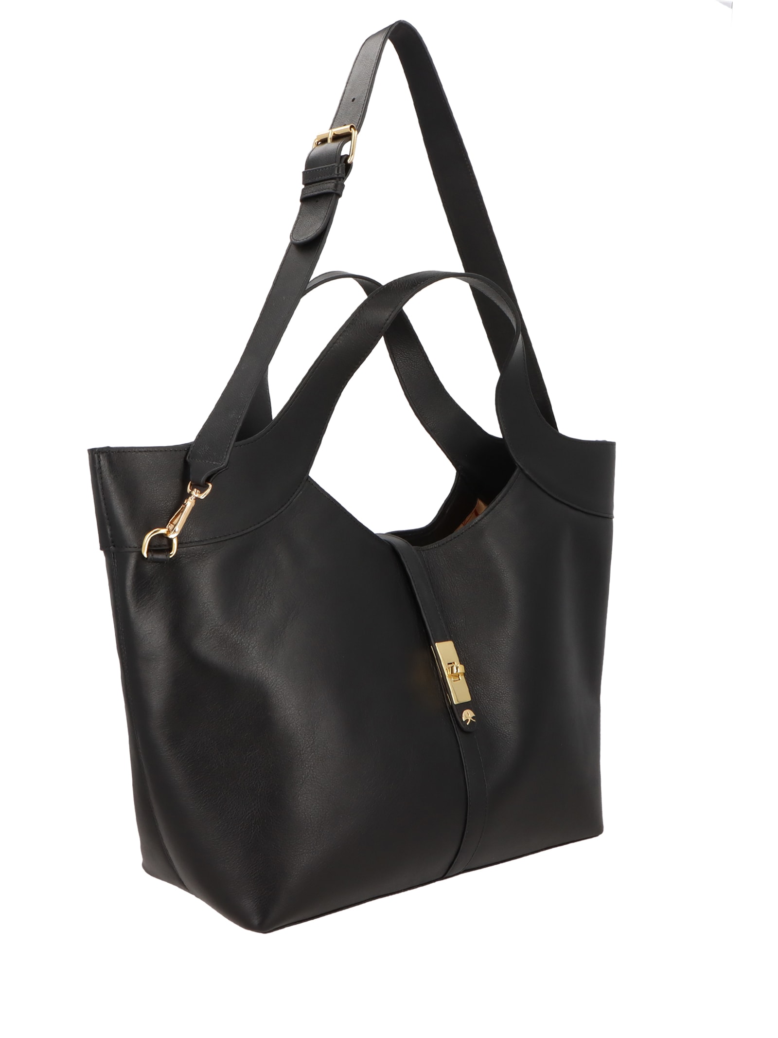Bolsa Feminina Grande com Fecho Dourado – Preto Luiza Barcelos