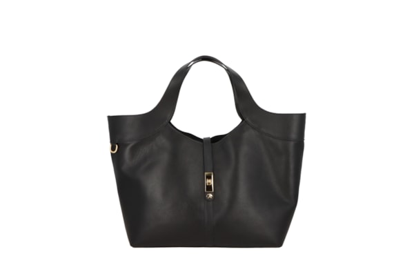 Bolsa Feminina Grande com Fecho Dourado – Preto