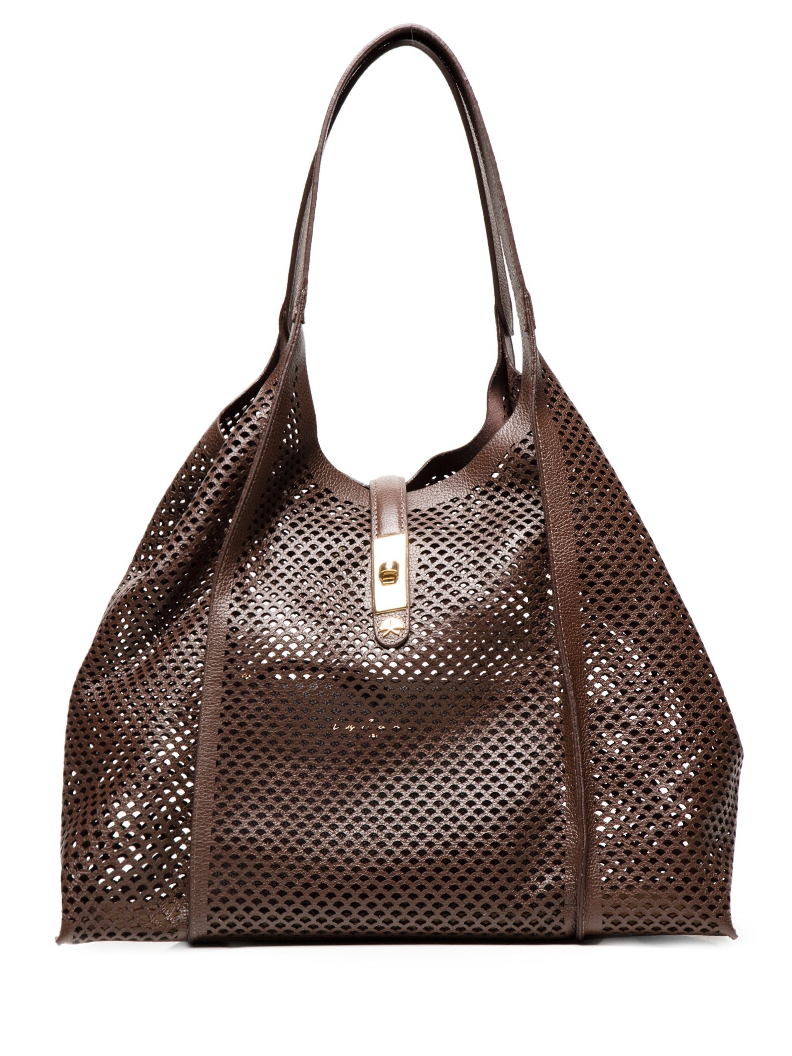 Bolsa Feminina Grande Couro Panamá Marrom Luiza Barcelos