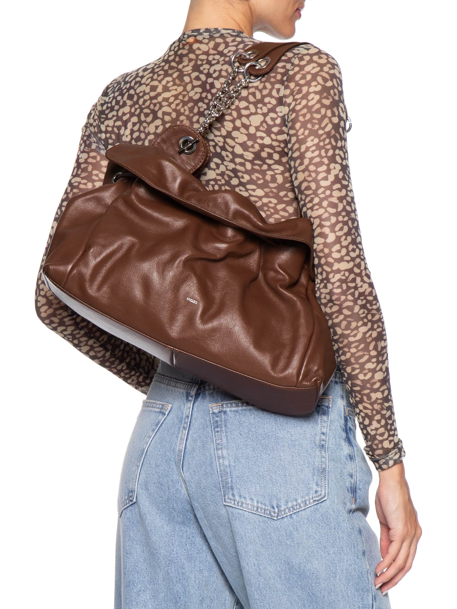 Bolsa Feminina Grande Easy Leather Marrom Arezzo