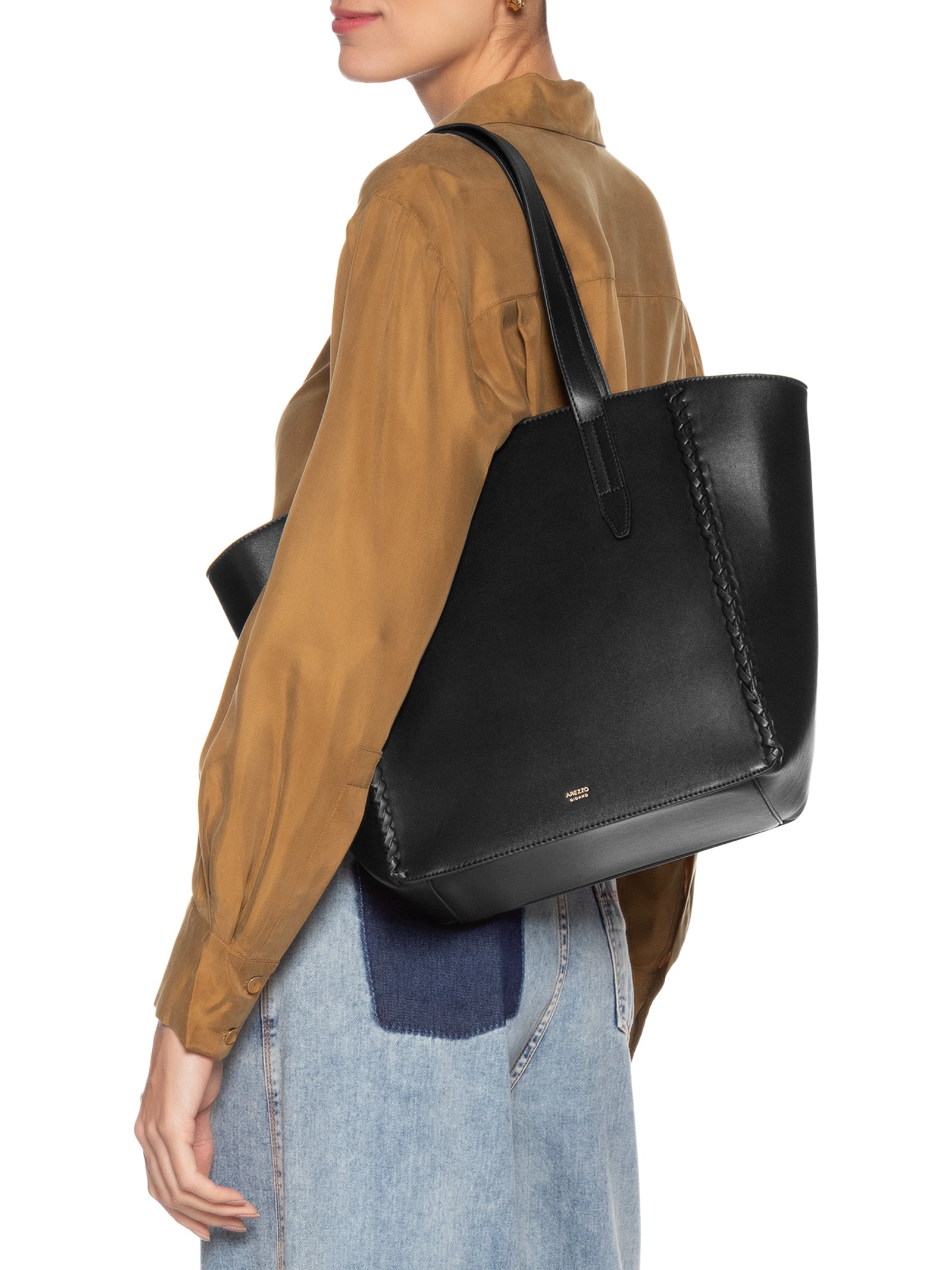 Bolsa Feminina Grande Eco Calf Preto Arezzo