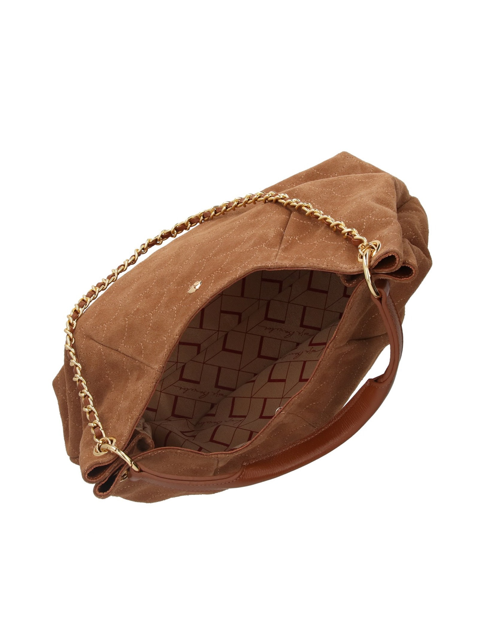Bolsa Feminina Grande Em Camurça E Couro Marrom Luiza Barcelos