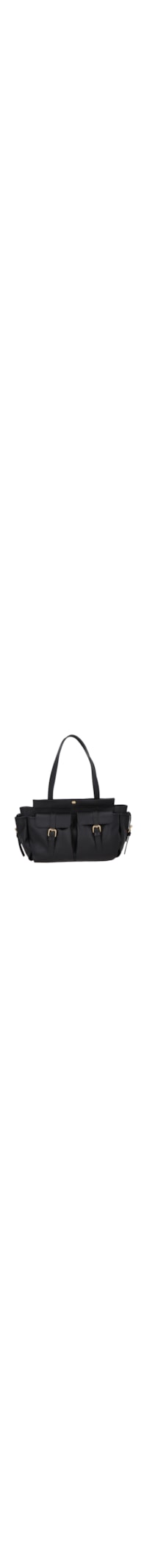 Bolsa Feminina Grande Em Couro Com Bolso Frontal - Preto