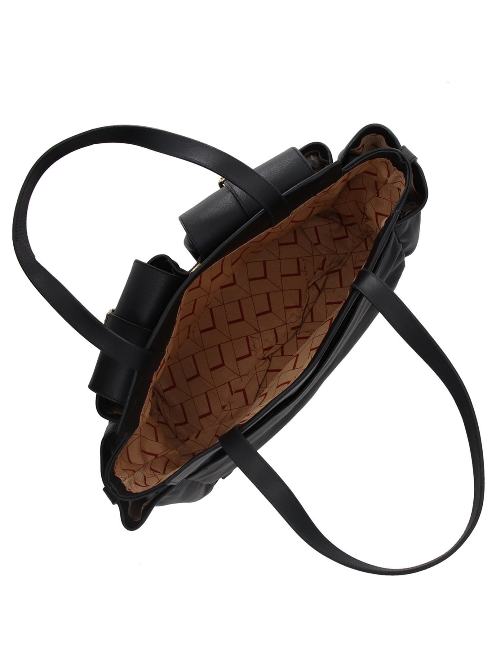 Bolsa Feminina Grande Em Couro Com Bolso Frontal Preto Luiza Barcelos