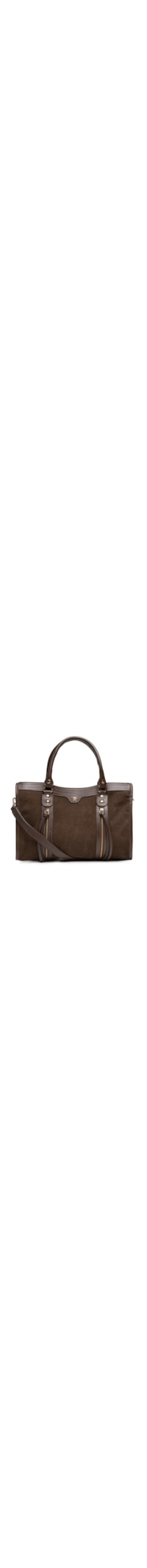 Bolsa Feminina Grande Em Couro Com Zíperes – Marrom