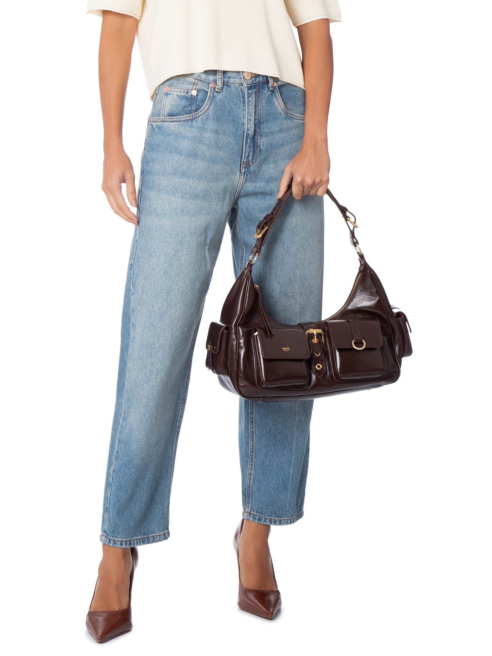 Bolsa Feminina Grande Hobo Marrom Schutz