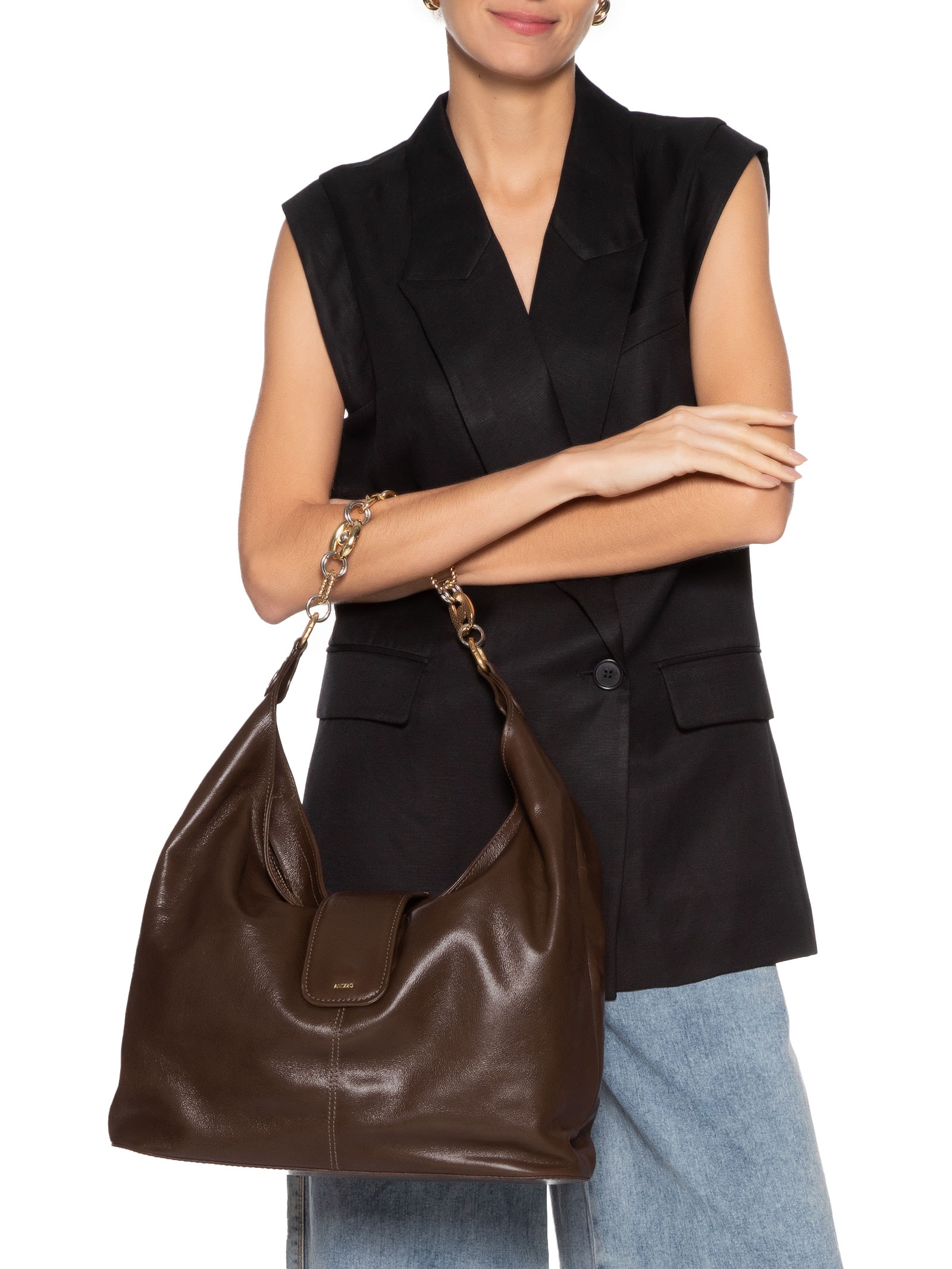 Bolsa Feminina Grande Leather Arizona Marrom Arezzo