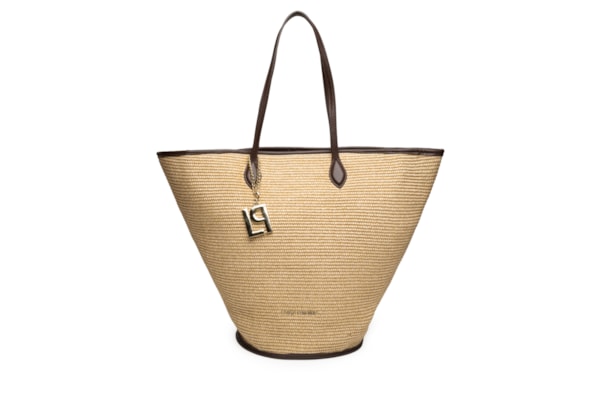 Bolsa Feminina Grande Shopping Palha Cone - Bege