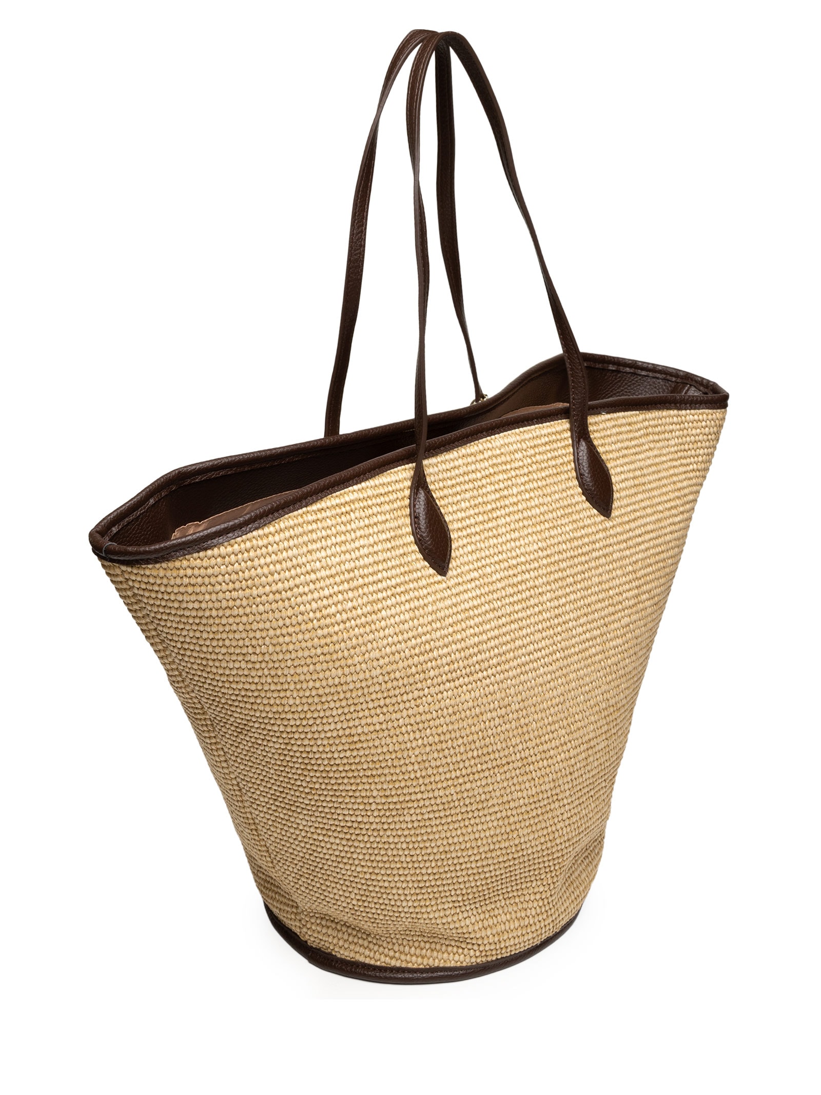 Bolsa Feminina Grande Shopping Palha Cone Bege Lança Perfume