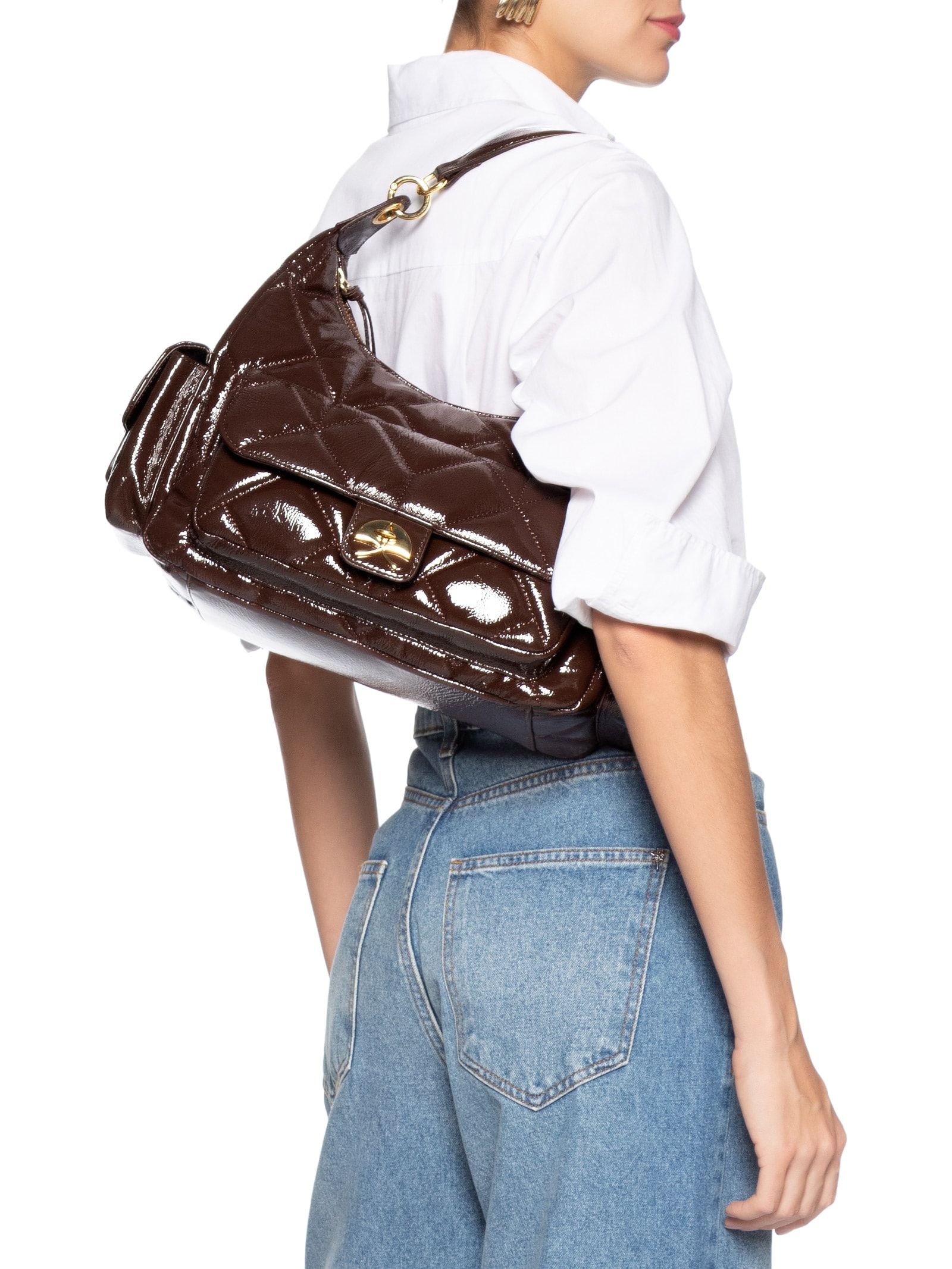 Bolsa Feminina Grande Verniz Show – Marrom Luiza Barcelos