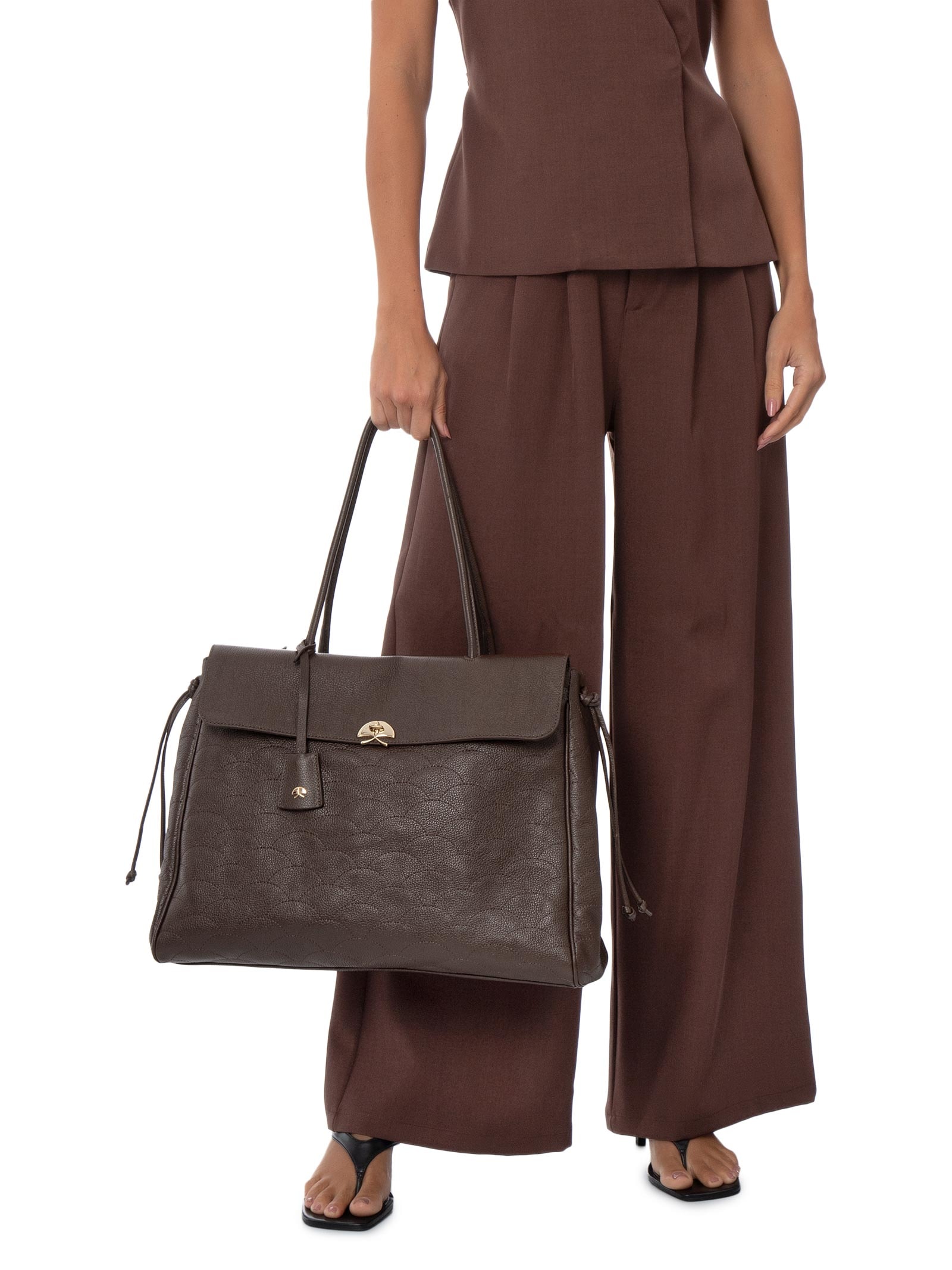 Bolsa Feminina Grande Viena Em Couro – Marrom – Luiza Barcelos Luiza Barcelos