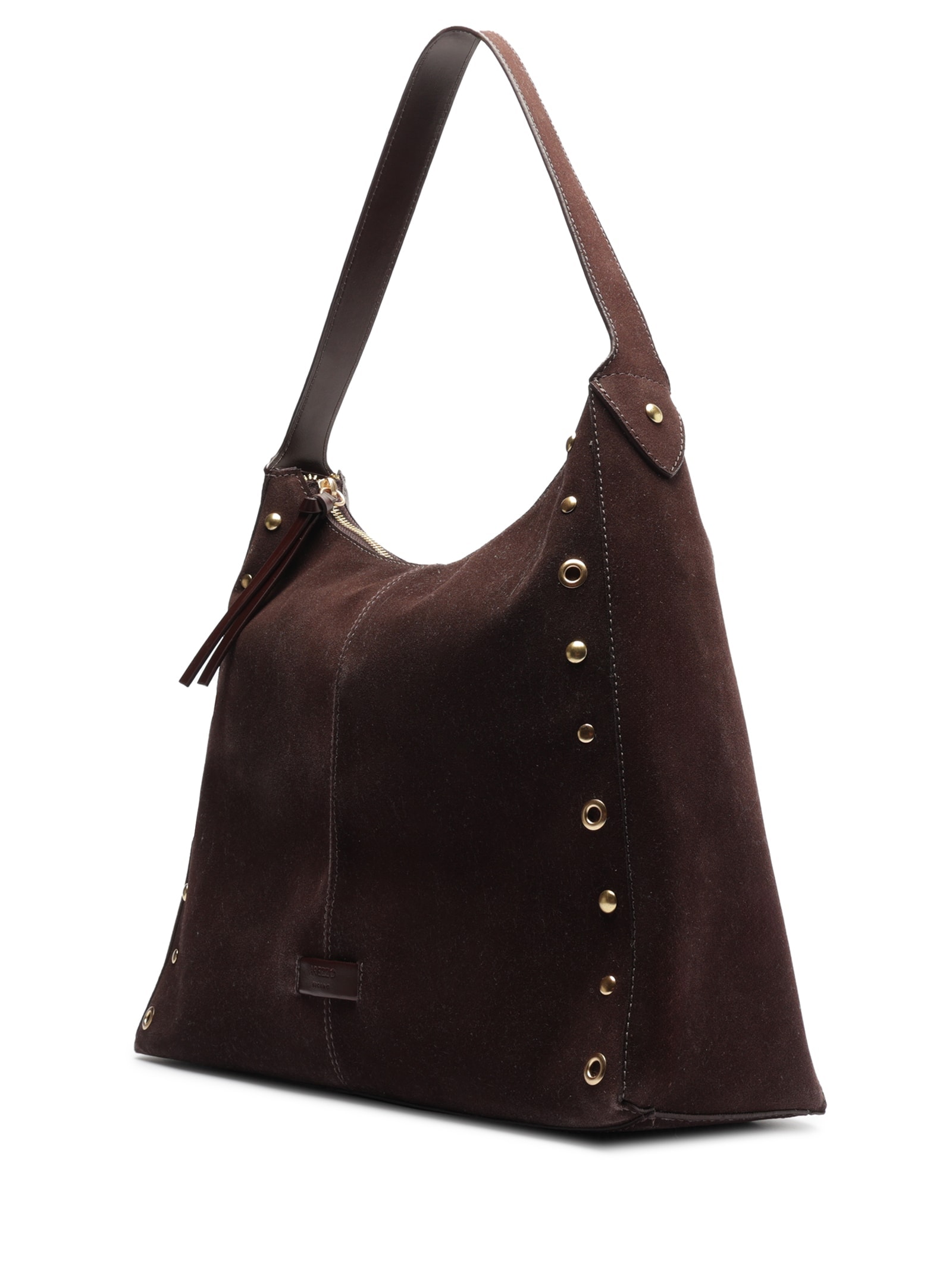 Bolsa Feminina Hobo Acamurçada Grande Rebites Marrom Arezzo