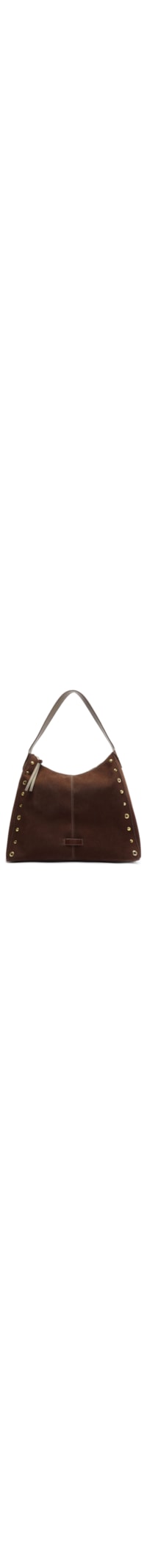 Bolsa Feminina Hobo Acamurçada Grande Rebites - Marrom