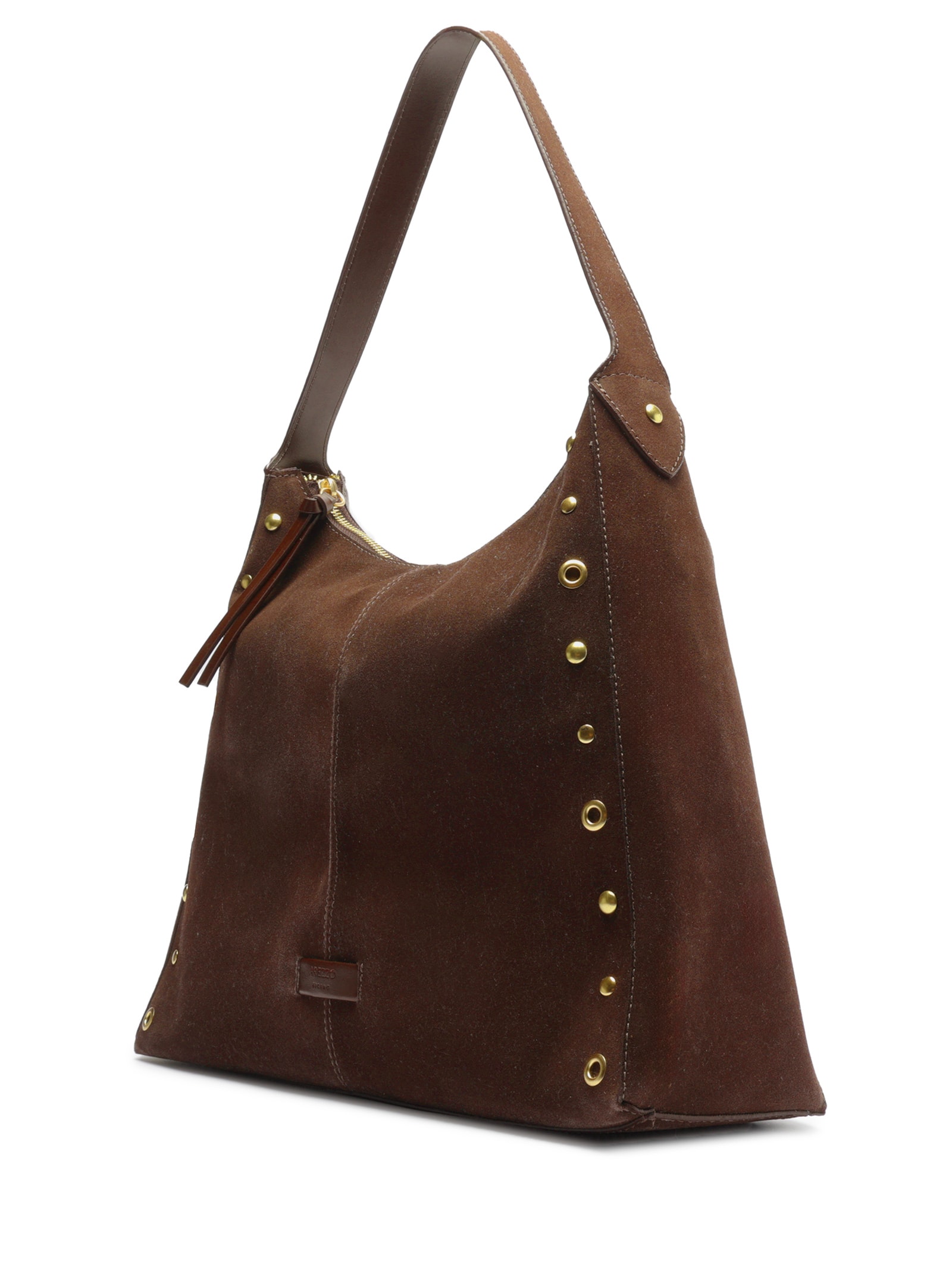 Bolsa Feminina Hobo Acamurçada Grande Rebites Marrom Arezzo