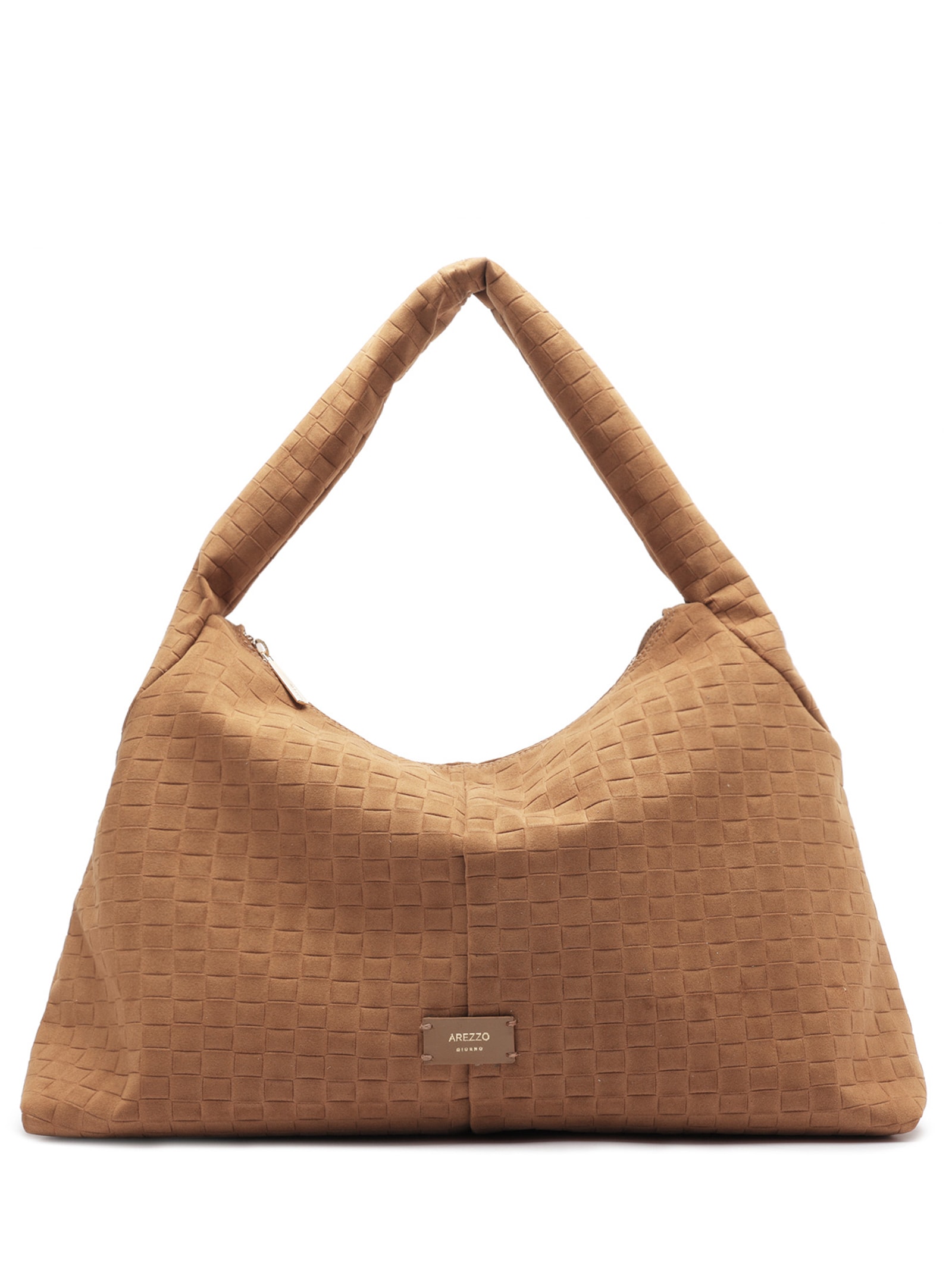 Bolsa Feminina Hobo Camurça Tressê Grande Marrom Arezzo