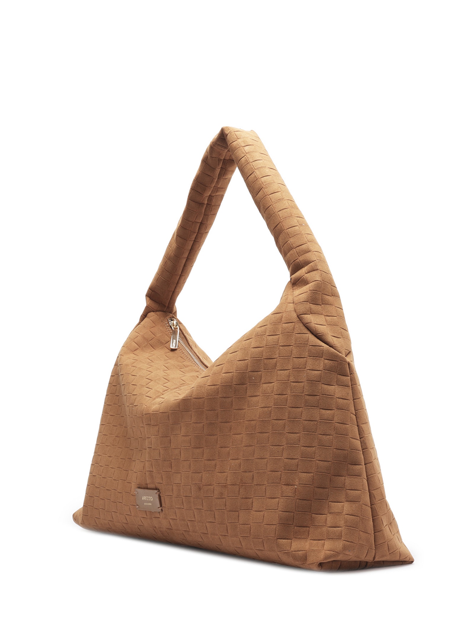 Bolsa Feminina Hobo Camurça Tressê Grande Marrom Arezzo