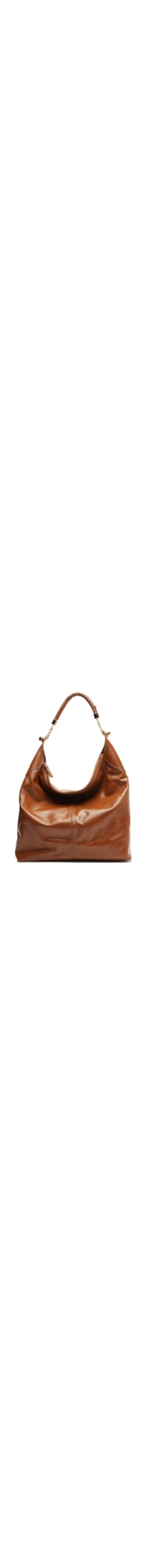 Bolsa Feminina Hobo Caramelo Couro Grande Alça Trança - Marrom