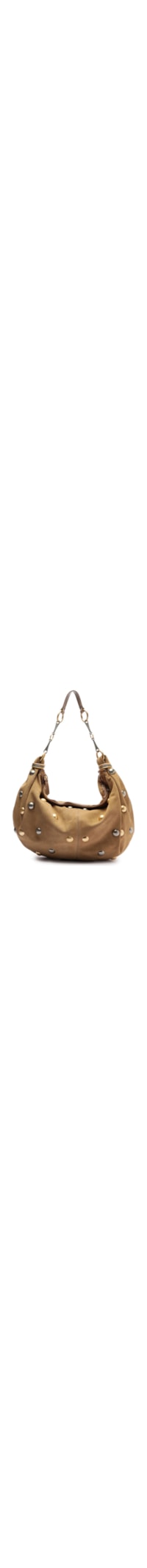 Bolsa Feminina Hobo Couro Acamurçado Grande Esferas - Marrom