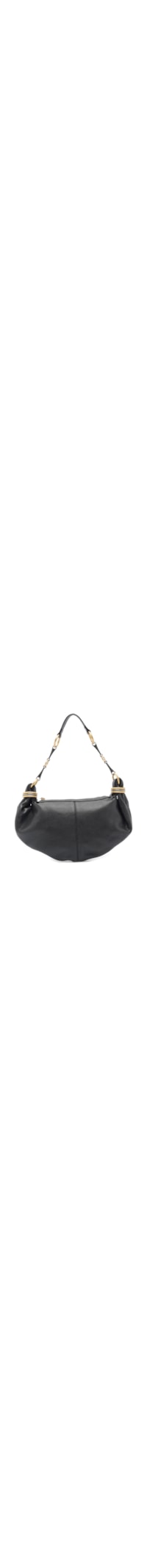 Bolsa Feminina Hobo Couro Acamurçado Pequena Metais - Preto