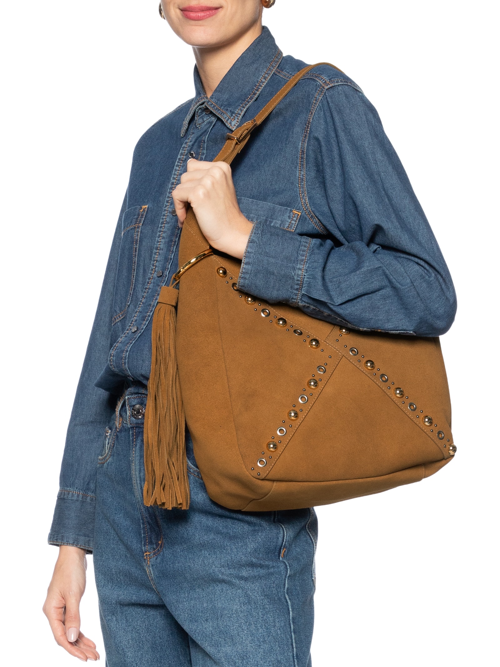 Bolsa Feminina Hobo Couro Becca Grande Marrom Arezzo