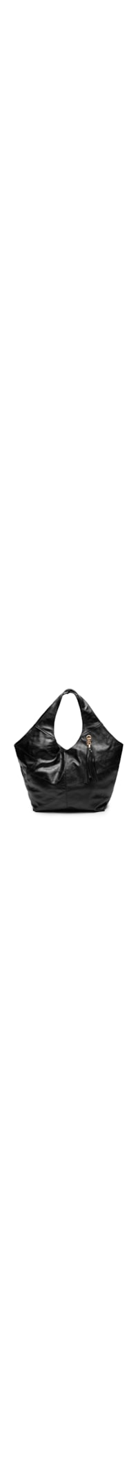 Bolsa Feminina Hobo Couro Grande Barbicacho - Preto