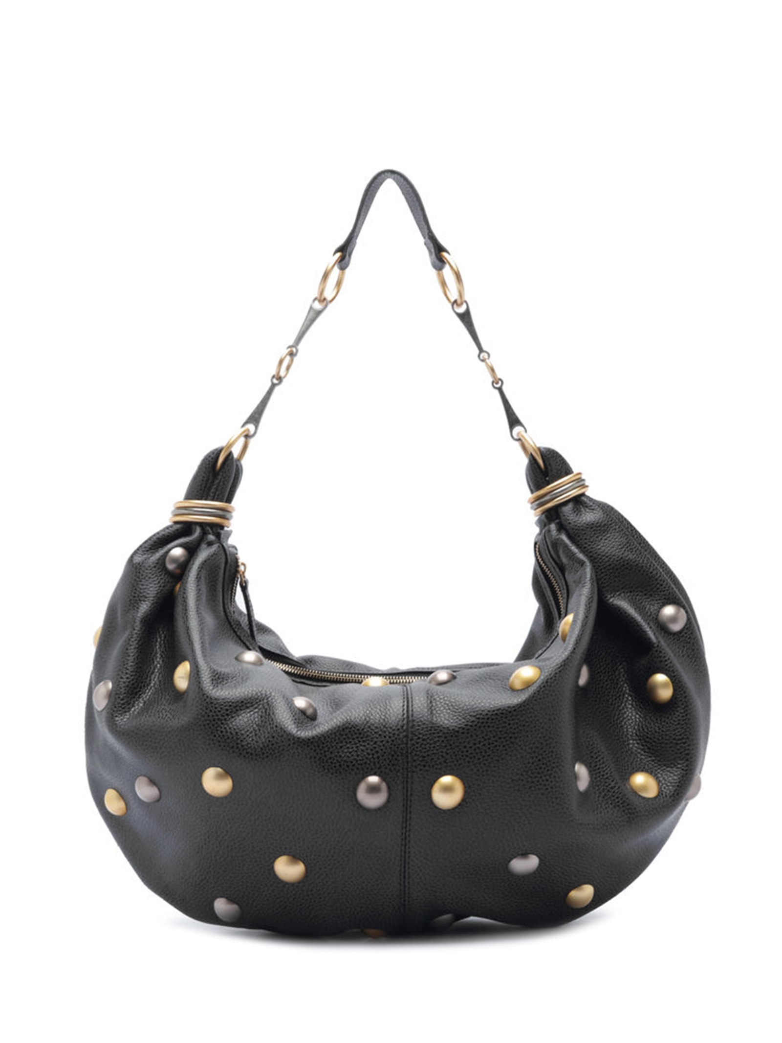 Bolsa Feminina Hobo Couro Grande Esferas Preto Arezzo