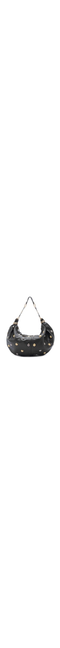 Bolsa Feminina Hobo Couro Grande Esferas - Preto