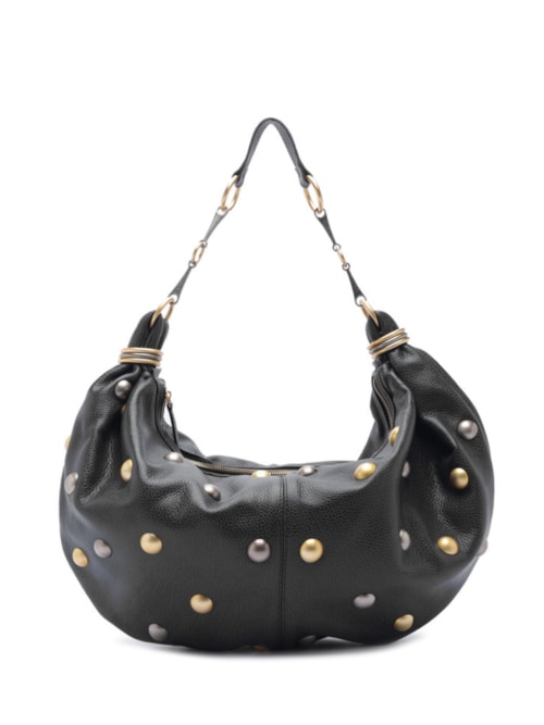 Bolsa Feminina Hobo Couro Grande Esferas – Preto