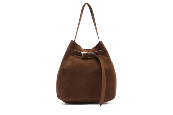 Bolsa Feminina Hobo Couro Grande Fivela - Marrom