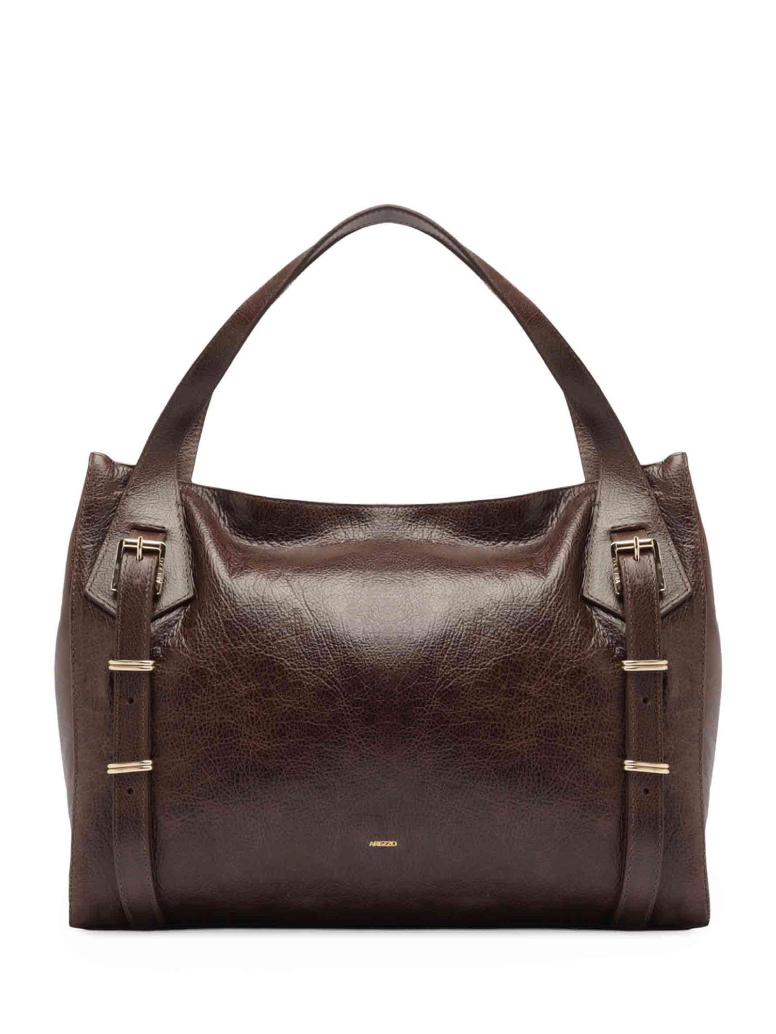 Bolsa Feminina Hobo Couro Grande Metais Marrom Arezzo