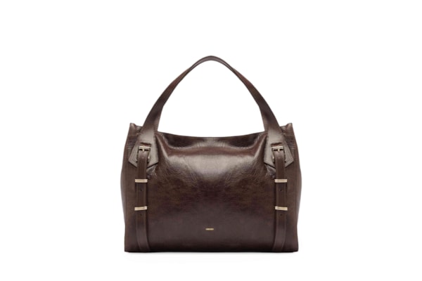 Bolsa Feminina Hobo Couro Grande Metais - Marrom