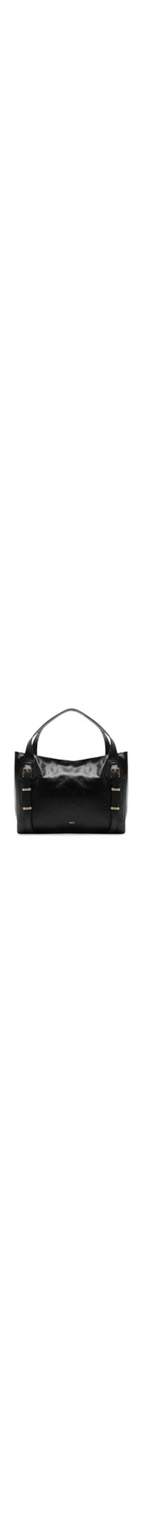 Bolsa Feminina Hobo Couro Grande Metais - Preto