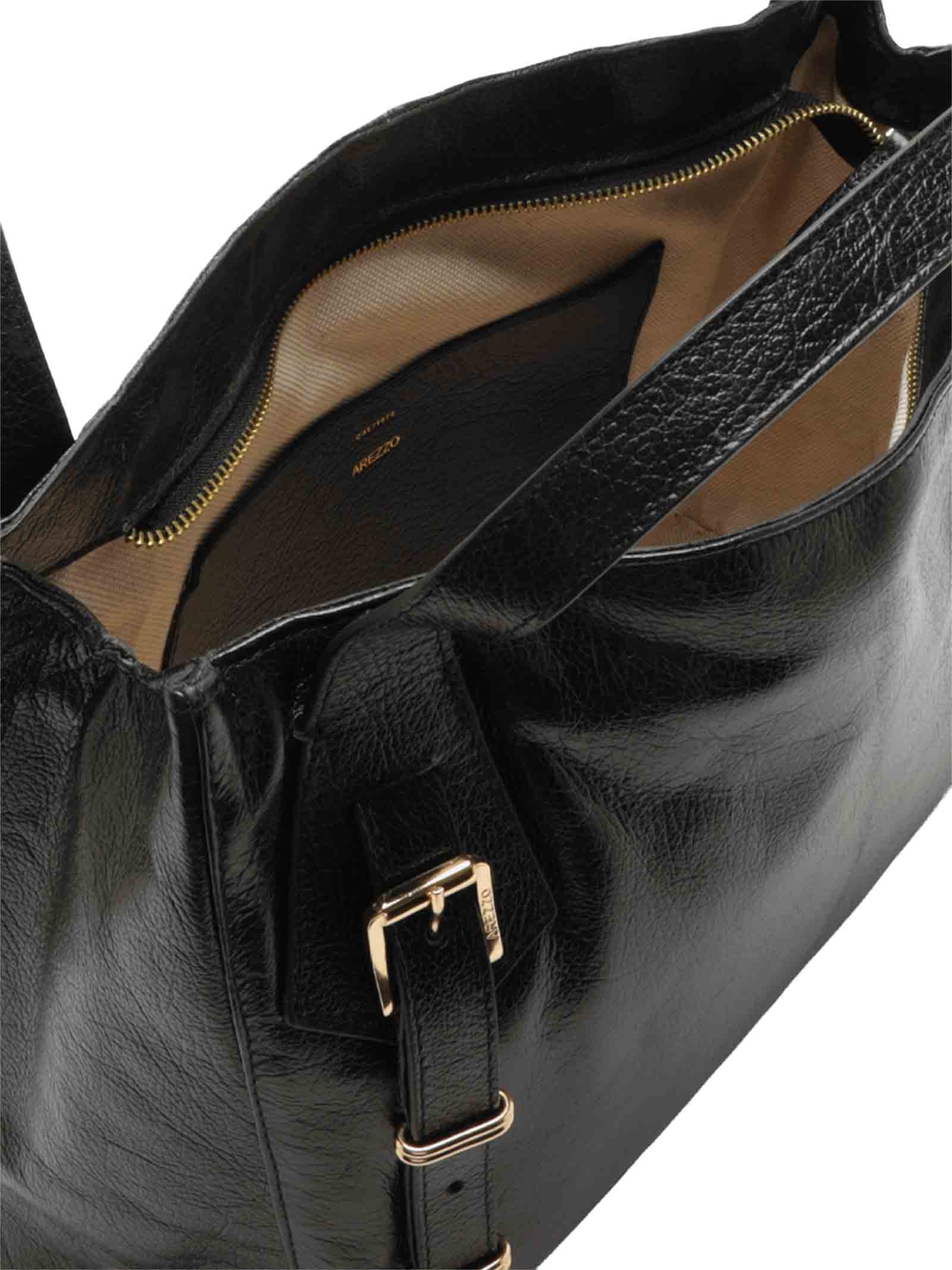 Bolsa Feminina Hobo Couro Grande Metais Preto Arezzo