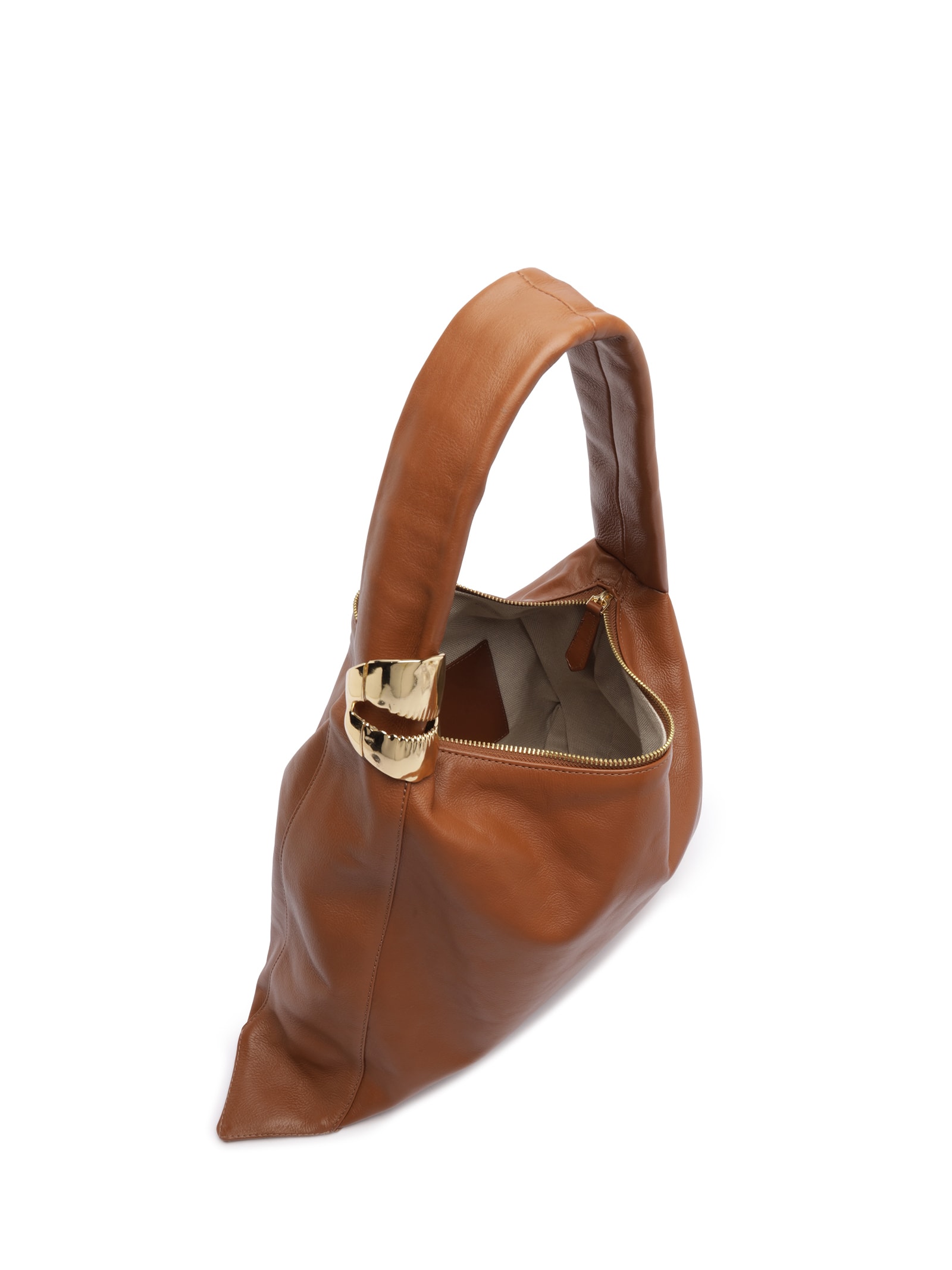 Bolsa Feminina Hobo Couro Grande Metal Marrom Arezzo + Lenny Niemeyer