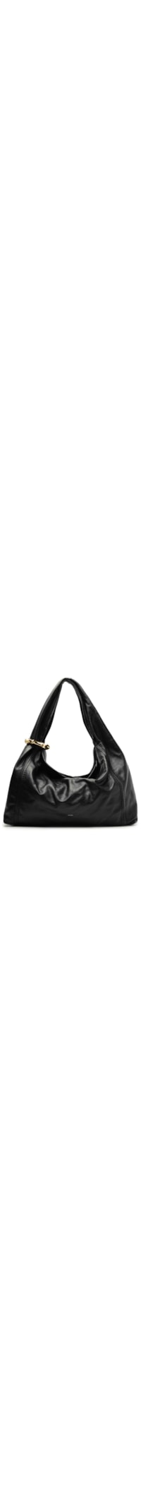 Bolsa Feminina Hobo Couro Grande Metal - Preto
