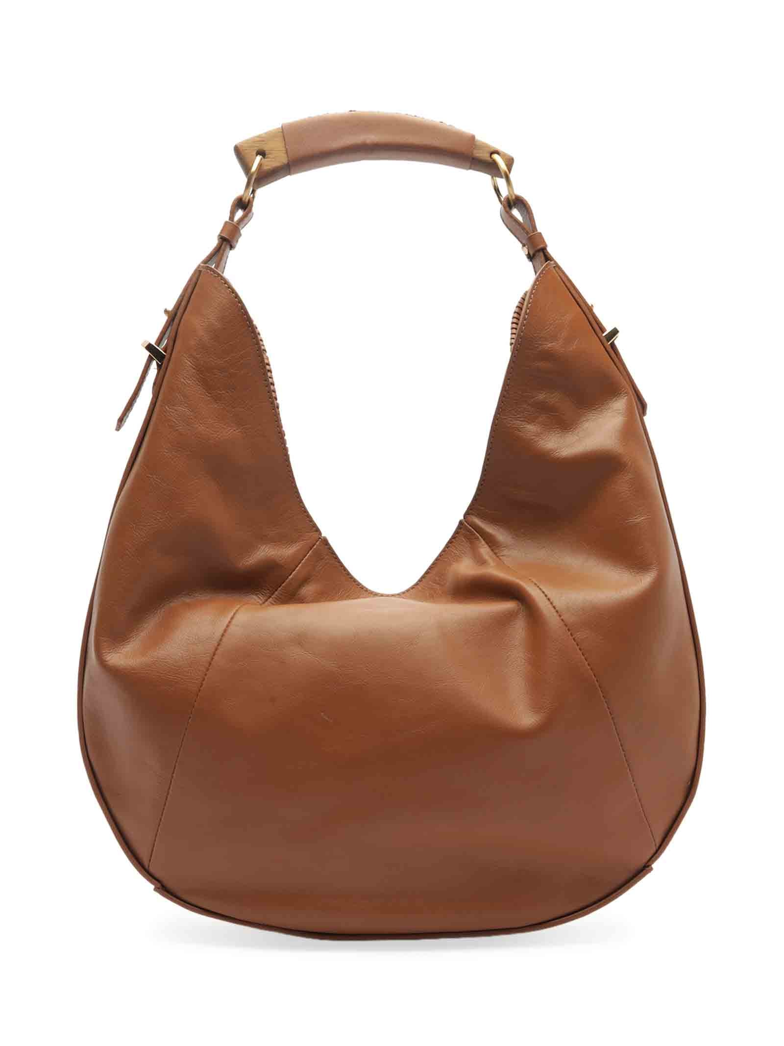 Bolsa Feminina Hobo Couro Grande Tressê Marrom Arezzo