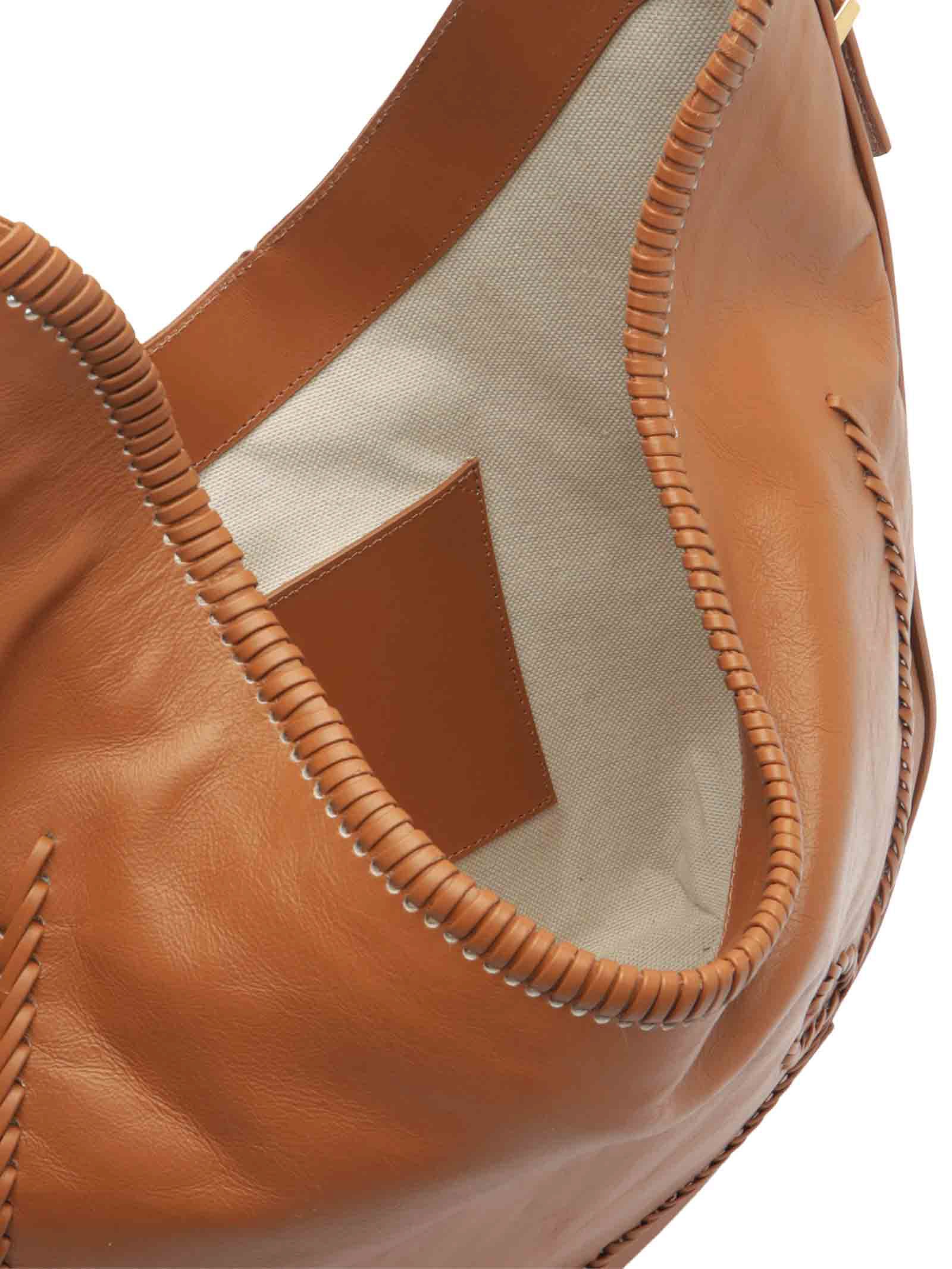 Bolsa Feminina Hobo Couro Grande Tressê Marrom Arezzo