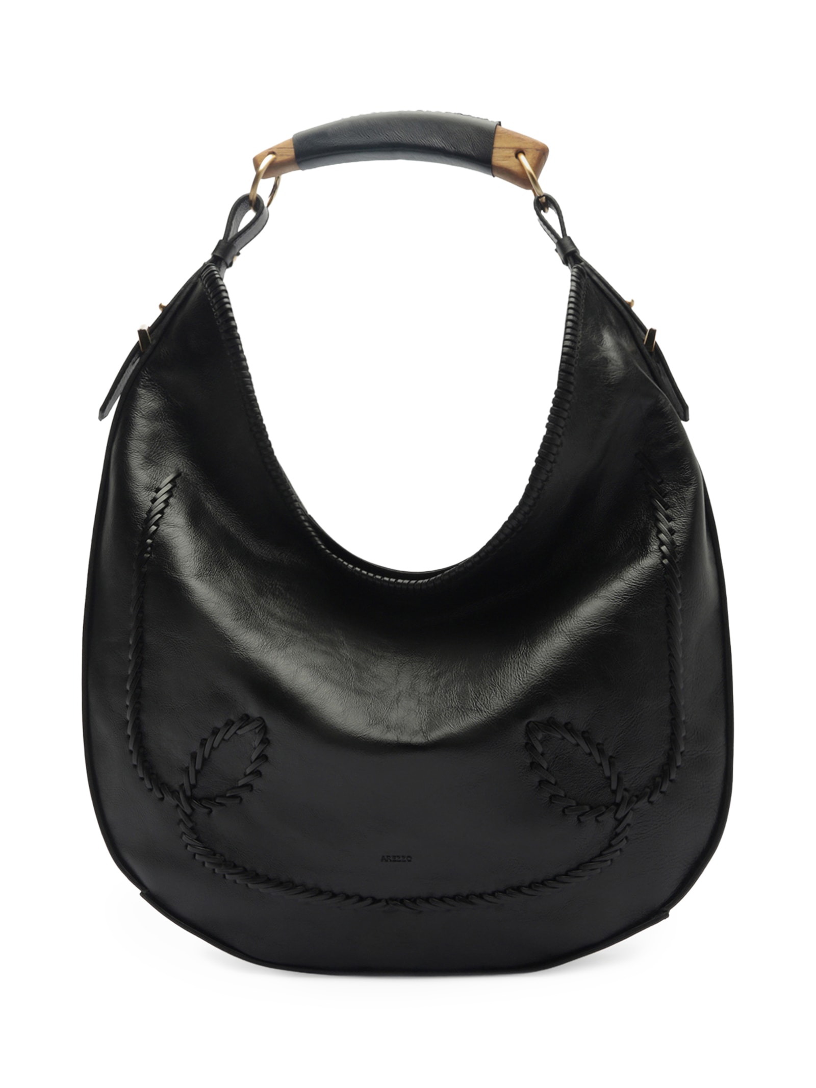 Bolsa Feminina Hobo Couro Grande Tressê Preto Arezzo