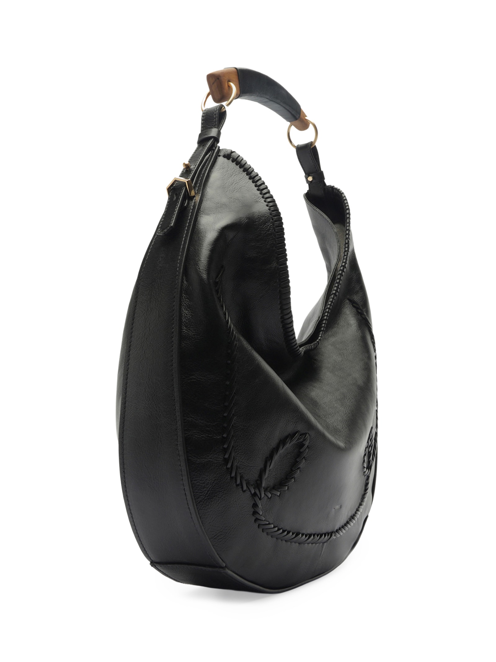 Bolsa Feminina Hobo Couro Grande Tressê Preto Arezzo