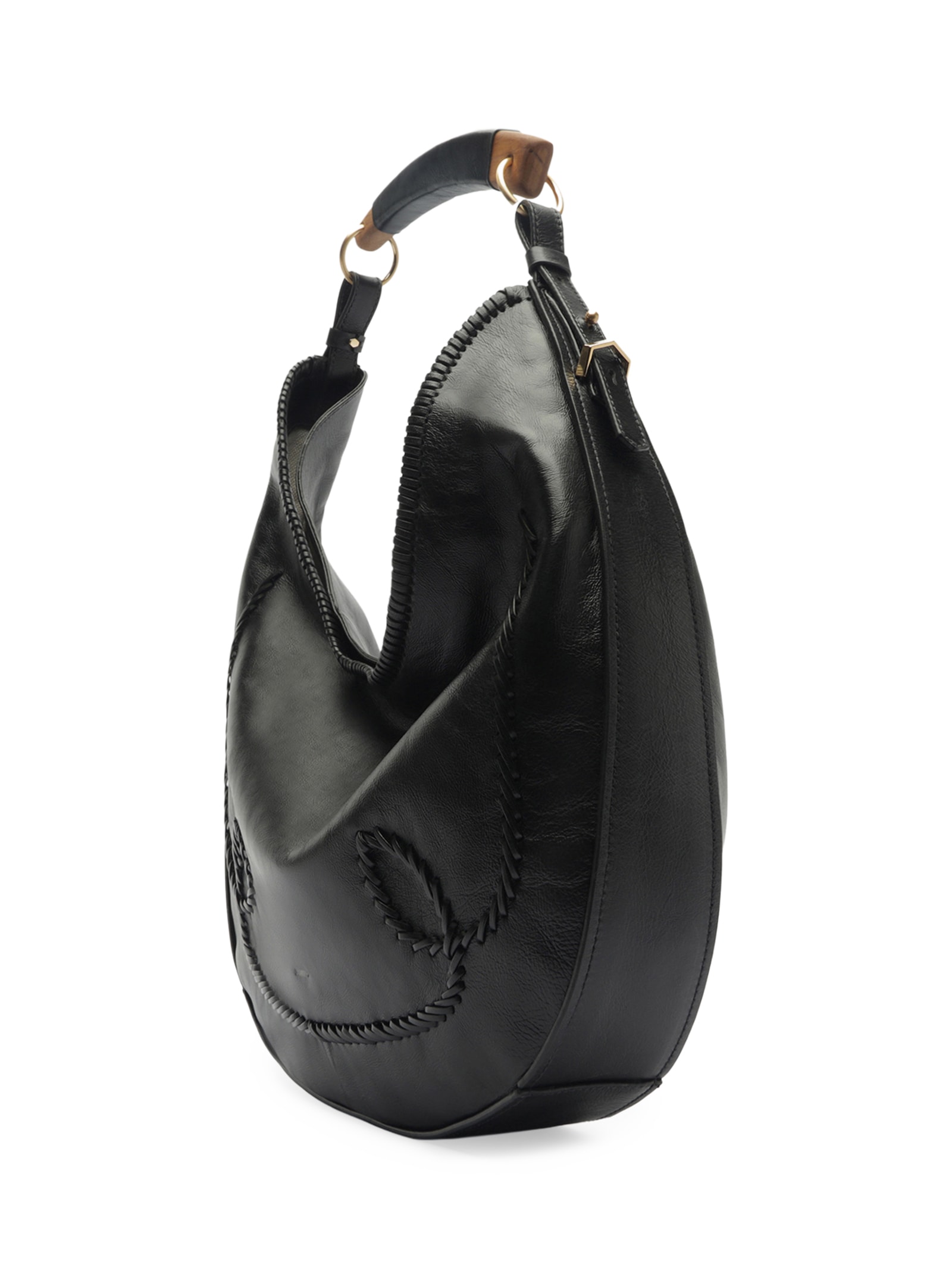 Bolsa Feminina Hobo Couro Grande Tressê Preto Arezzo