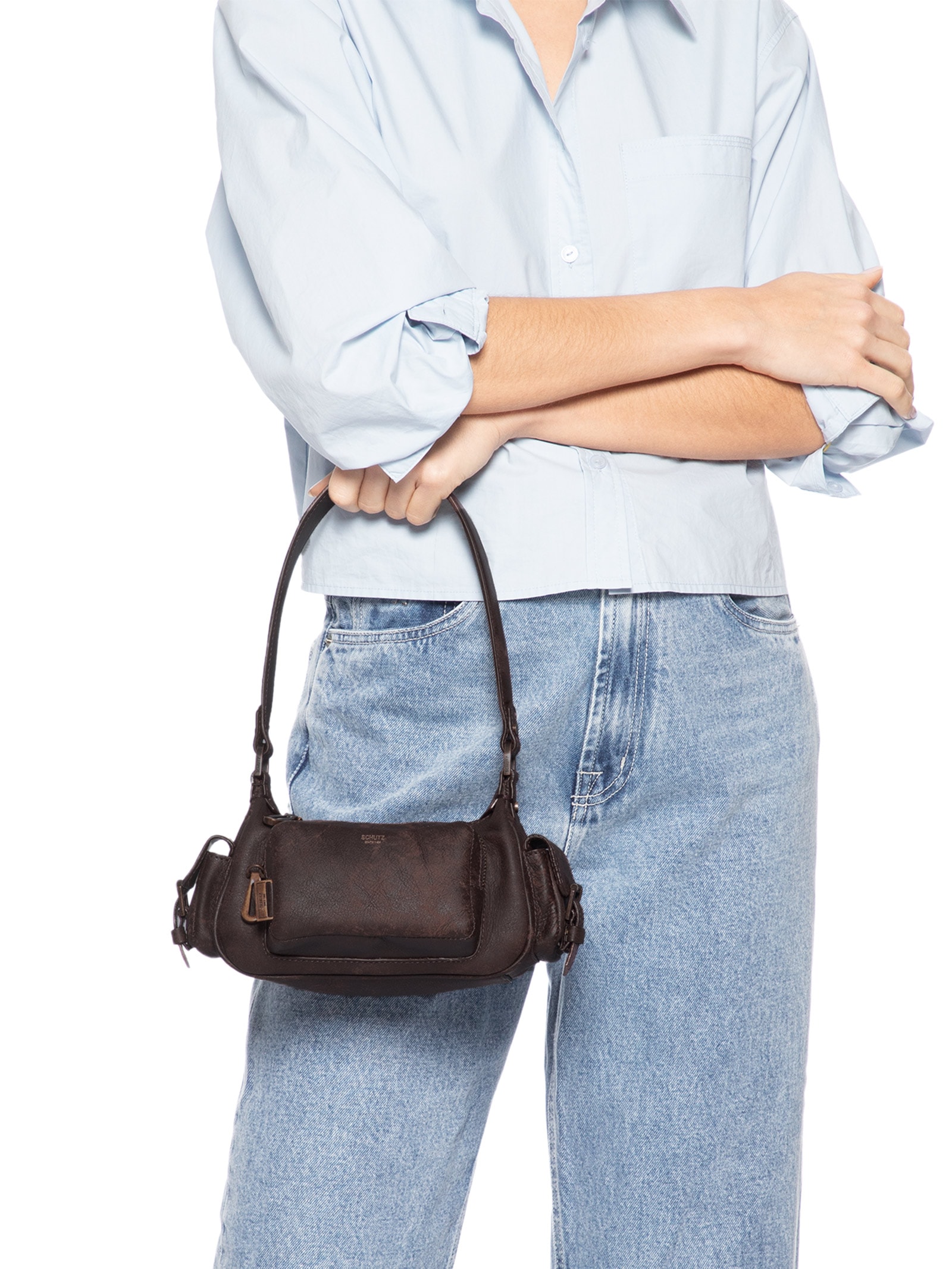 Bolsa Feminina Hobo Eddie Média Couro Marrom Schutz
