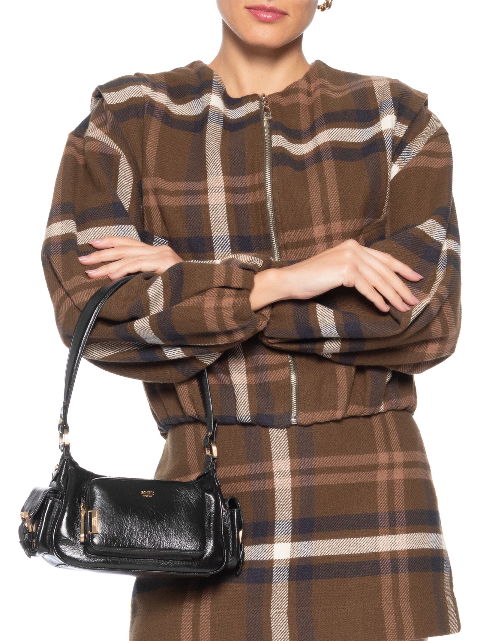 Bolsa Feminina Hobo Eddie Média Couro - Preto - Schutz