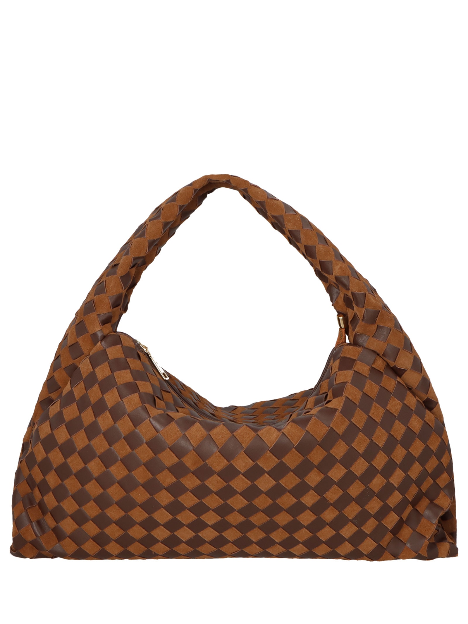 Bolsa Feminina Hobo Em Camurça Tressê Grande Marrom Luiza Barcelos