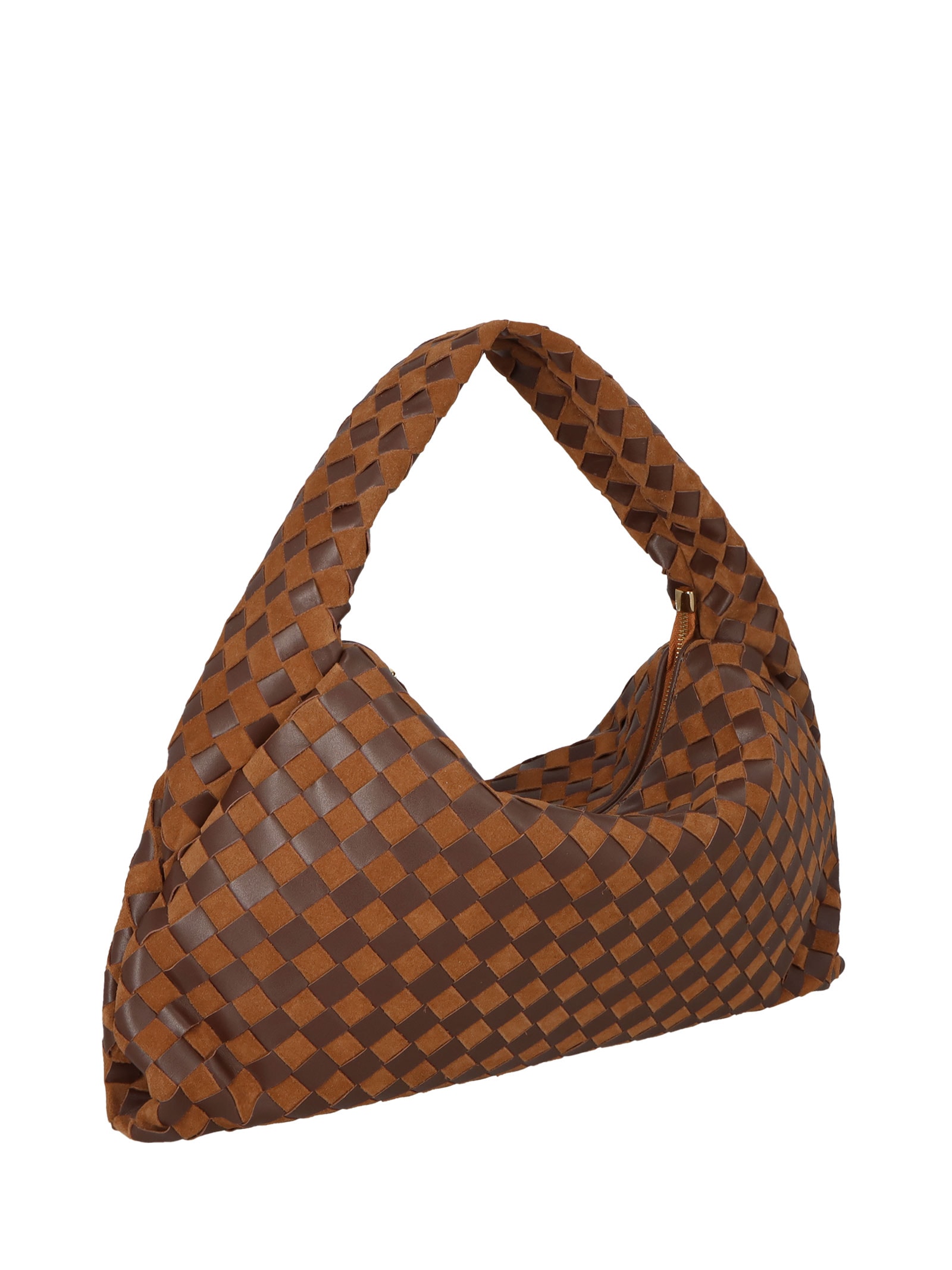 Bolsa Feminina Hobo Em Camurça Tressê Grande Marrom Luiza Barcelos