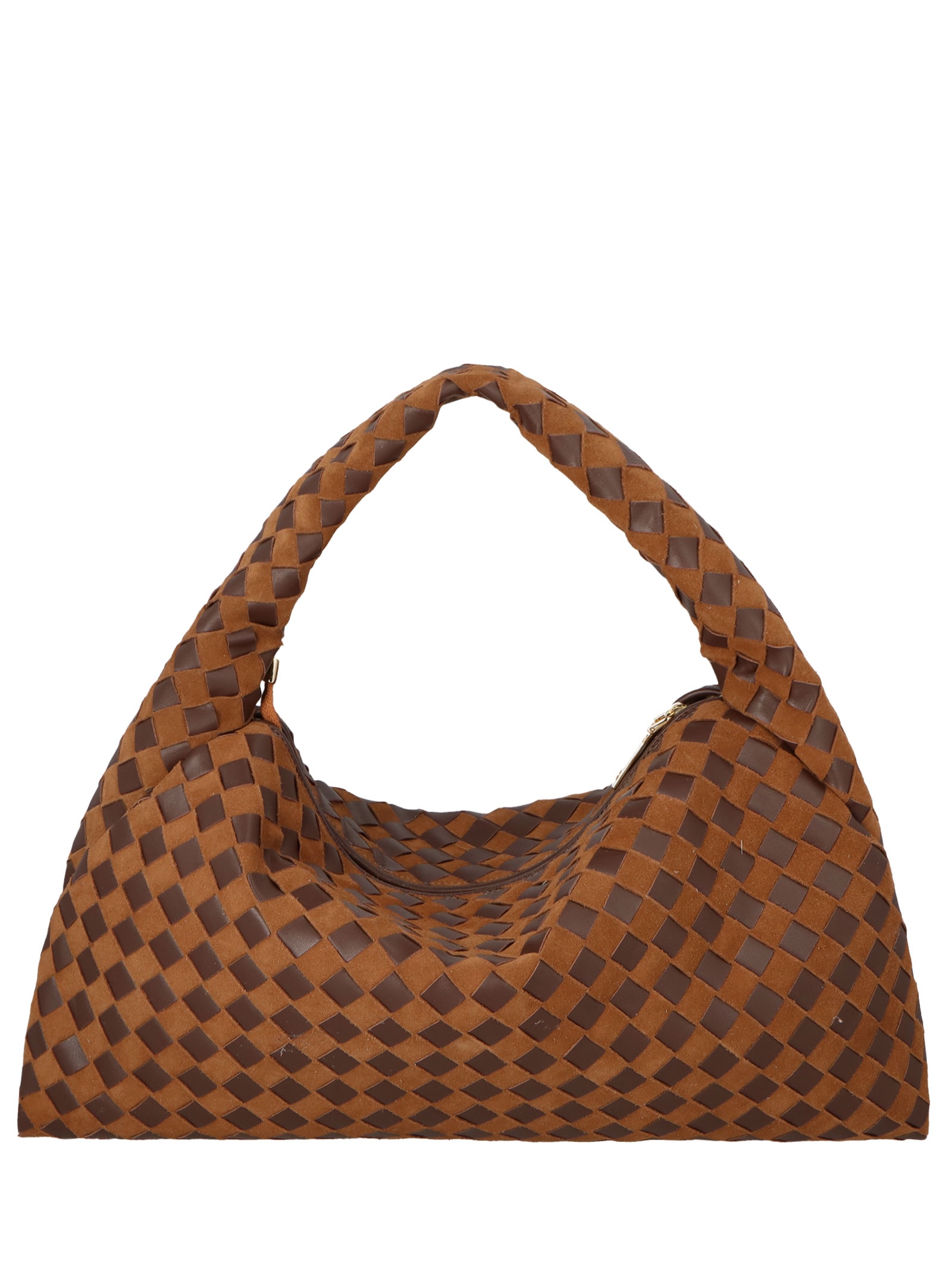 Bolsa Feminina Hobo Em Camurça Tressê Grande Marrom Luiza Barcelos