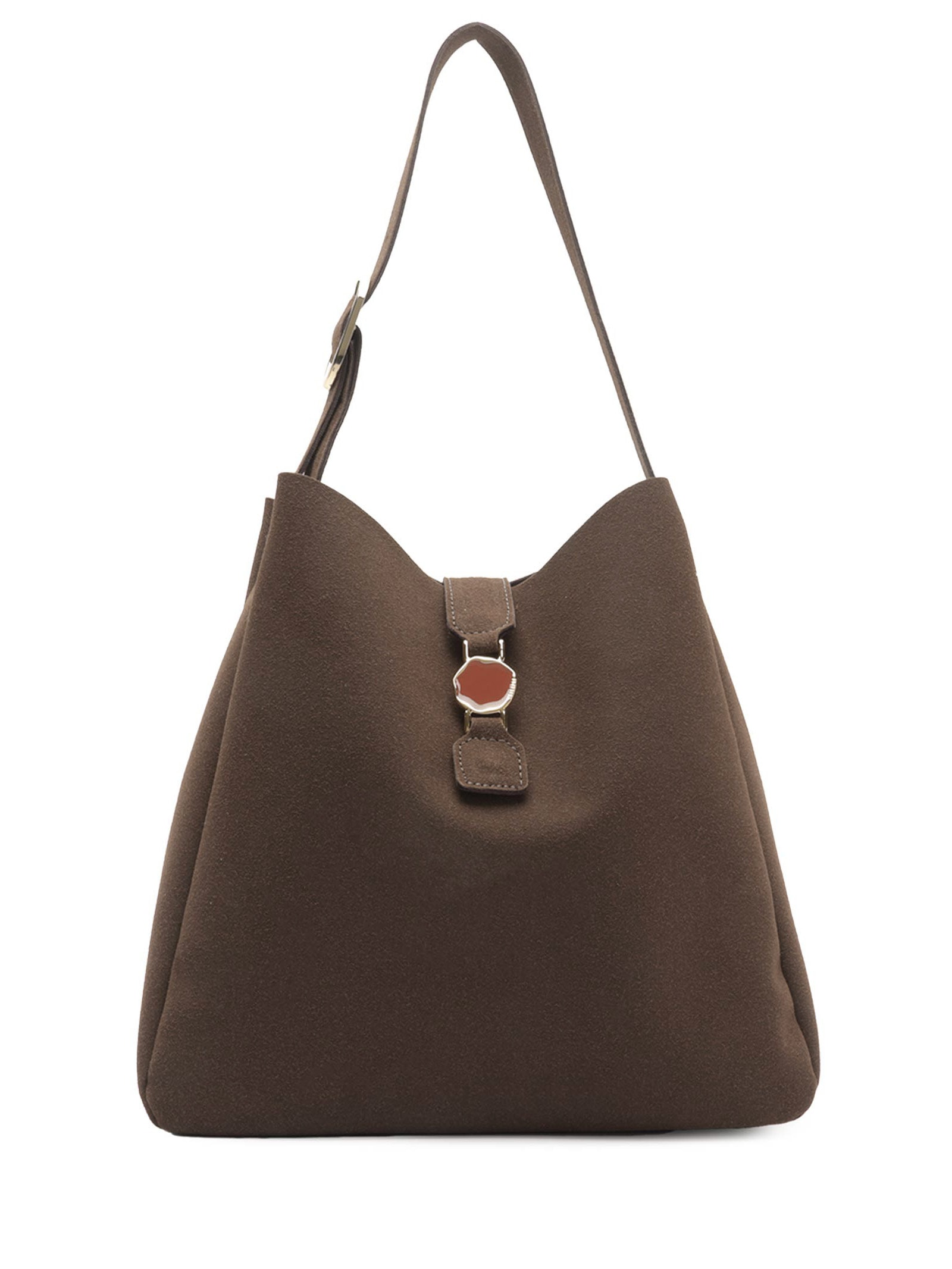 Bolsa Feminina Hobo Grande Fechamento Metal Marrom Anacapri